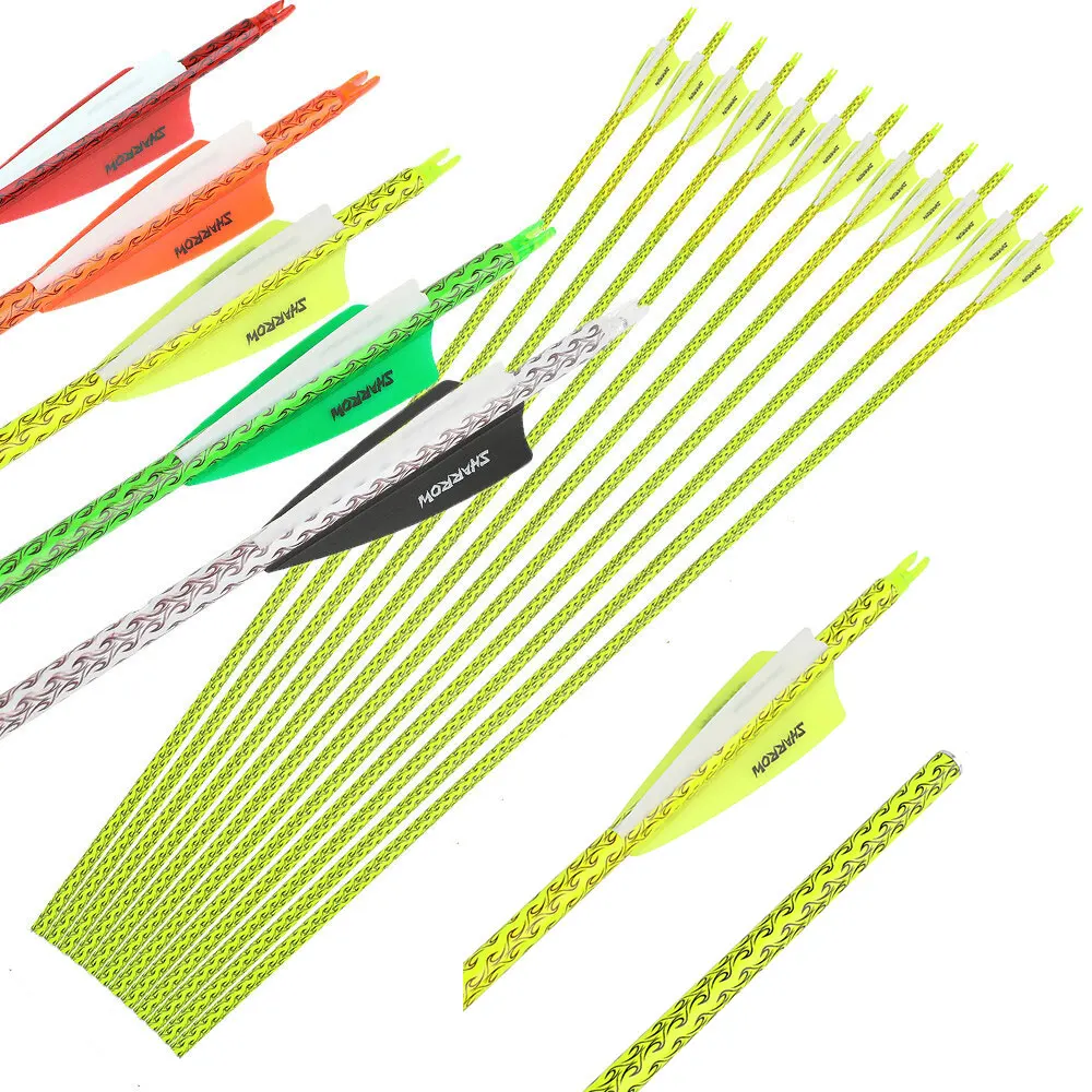 Flechas de carbono 30 "ID6.2mm tiro con arco SP500 flecha paletas de goma sin punta para tiro tradicional caza arco tiro con arco
