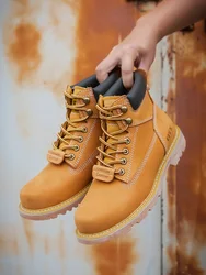 KOWM Botas tácticas impermeables en desierto cuero de vaca para hombre