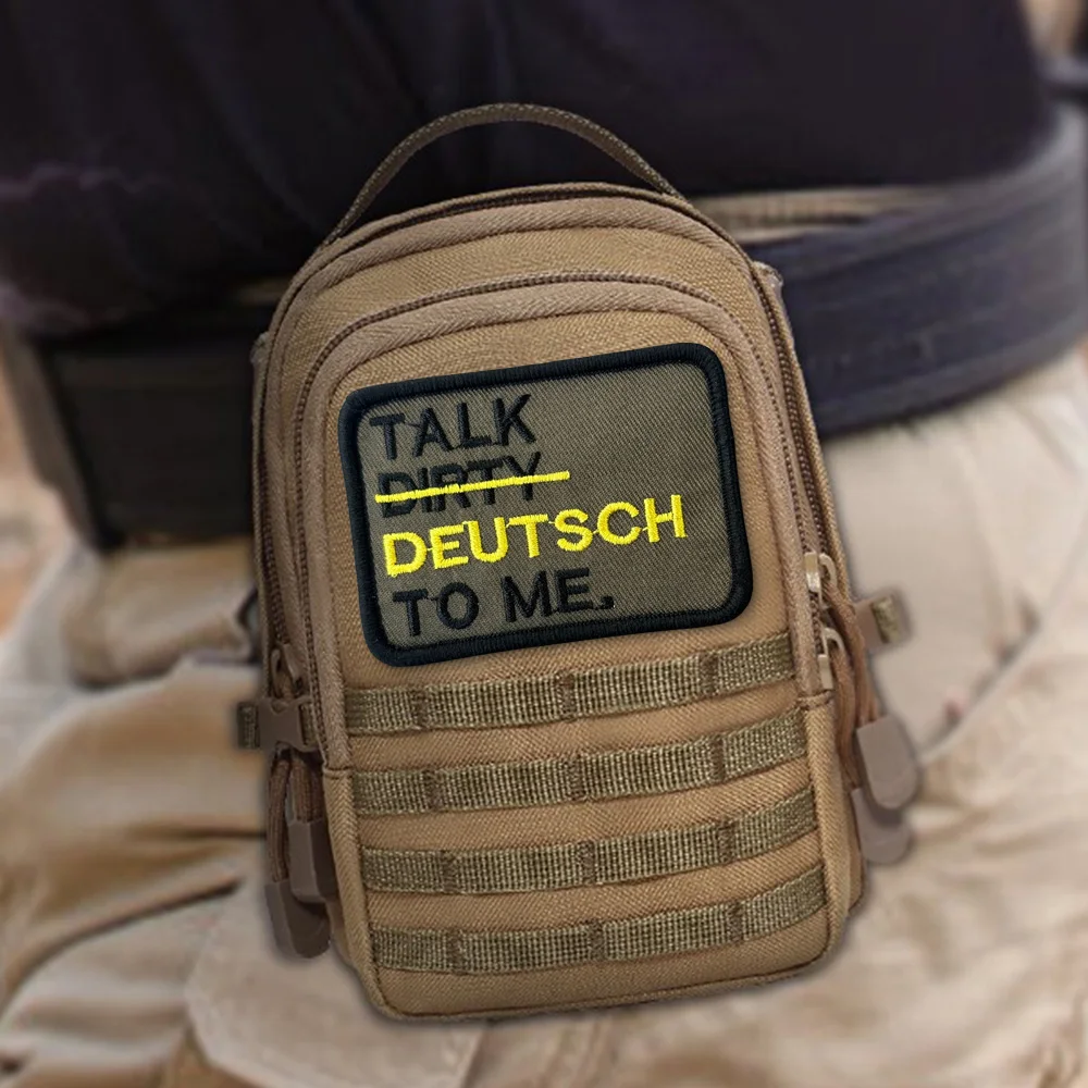 Parche táctico Talk Dirty German to Me Morale, divertido bordado, gancho, cierre adhesivo, insignia para mochila, gorra Molle, pantalones vaqueros - imagen 5