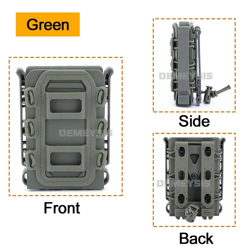 Bolsas tácticas para revistas, 5,56, 7,62mm, cinturón Molle, portador de fijación rápida, carcasa suave, bolsa para pistola Mag - imagen 4