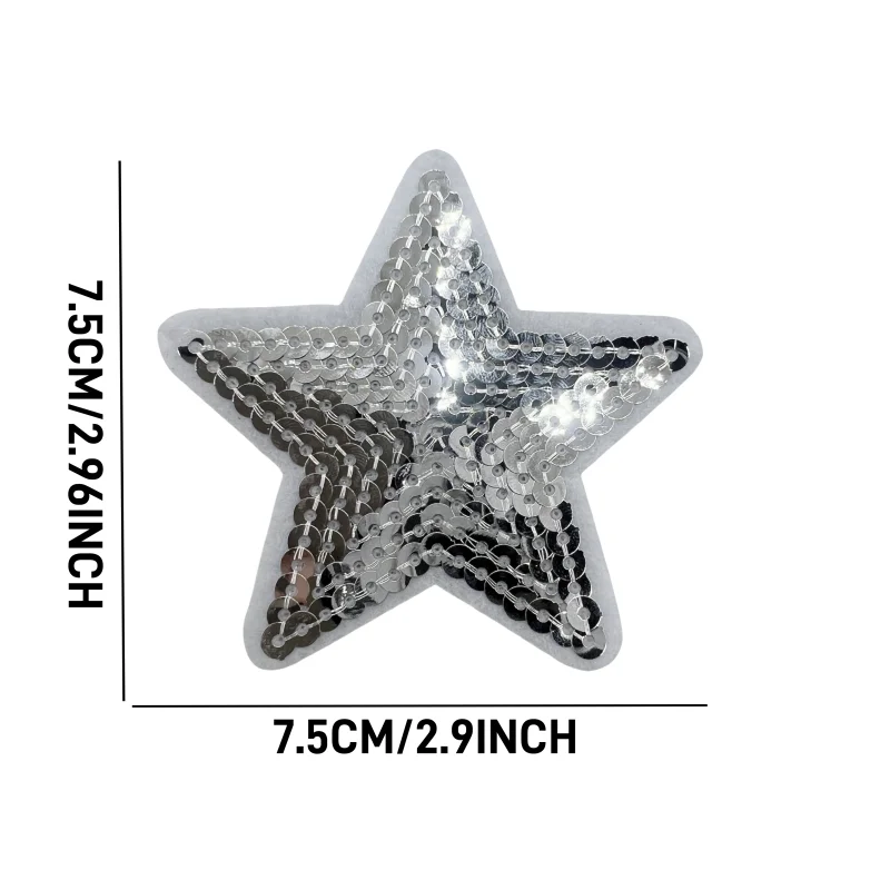 14 unids/lote de parches de estrella de lentejuelas para planchar, parches bordados de corazón para coser, apliques DIY, apliques de colores vivos brillantes para ropa - imagen 2