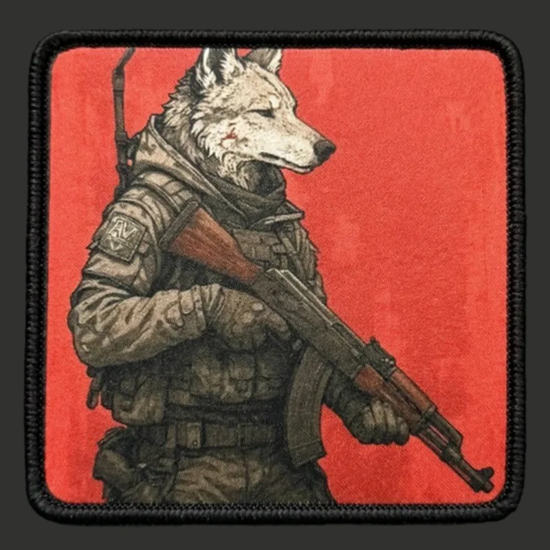 Parche de lobo táctico, insignia de moral, gancho y bucle estampado, mochila militar, accesorios de decoración de ropa, brazalete adhesivo - imagen 2