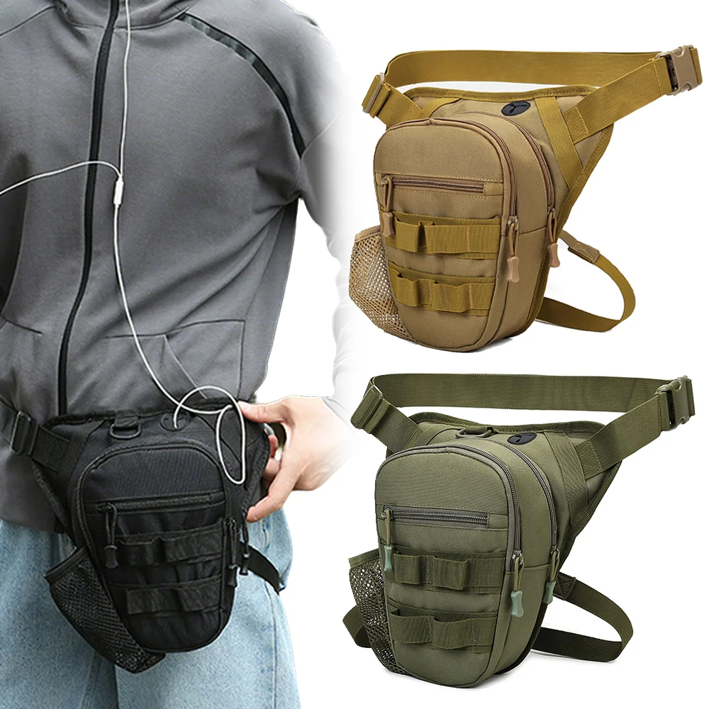 Bolsa táctica para pierna, bolsa de caza para deportes al aire libre, riñonera impermeable de nailon, paquete de pierna para paseo, bolsa EDC, bolsa de utilidad para senderismo y muslo