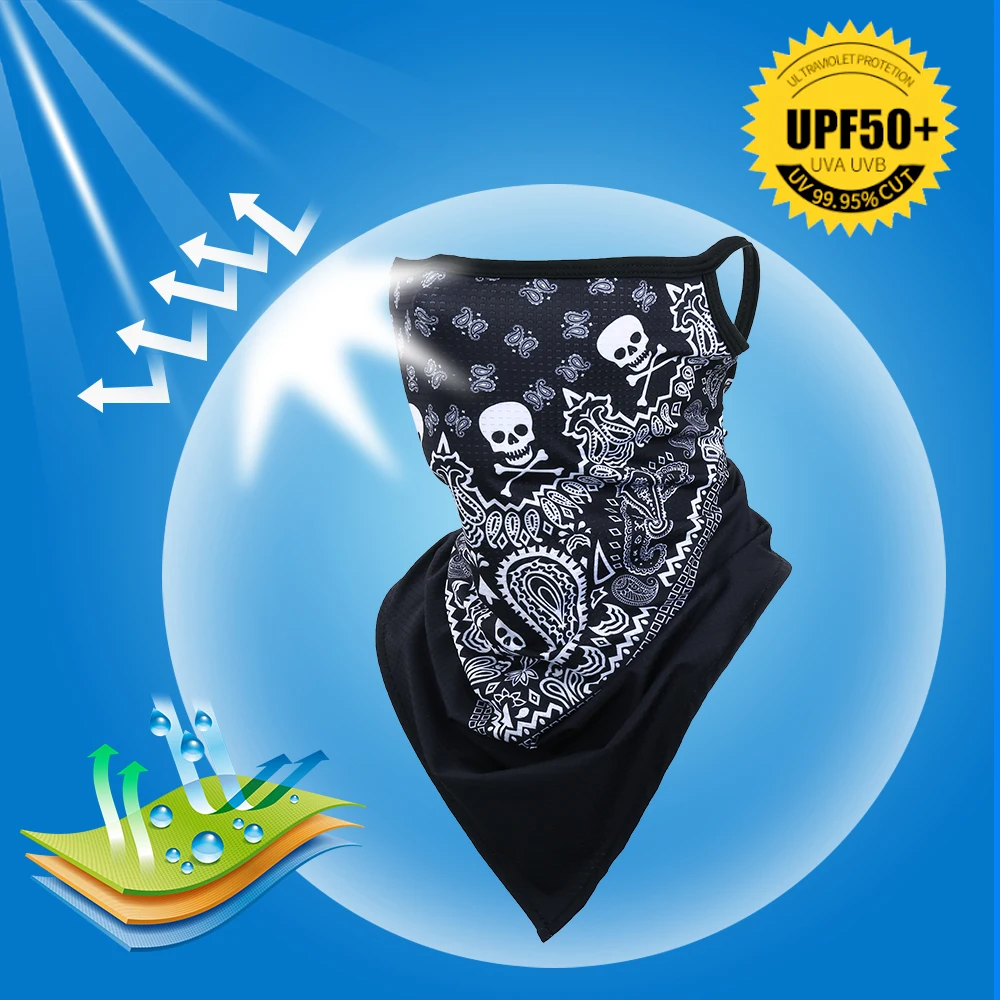 Verano transpirable de malla de cráneo bufanda caza Bandana de bicicleta braga cuello ciclismo deporte media cara máscara cubierta corriendo senderismo esquí triángulo pasamontañas mujer masculino - imagen 4
