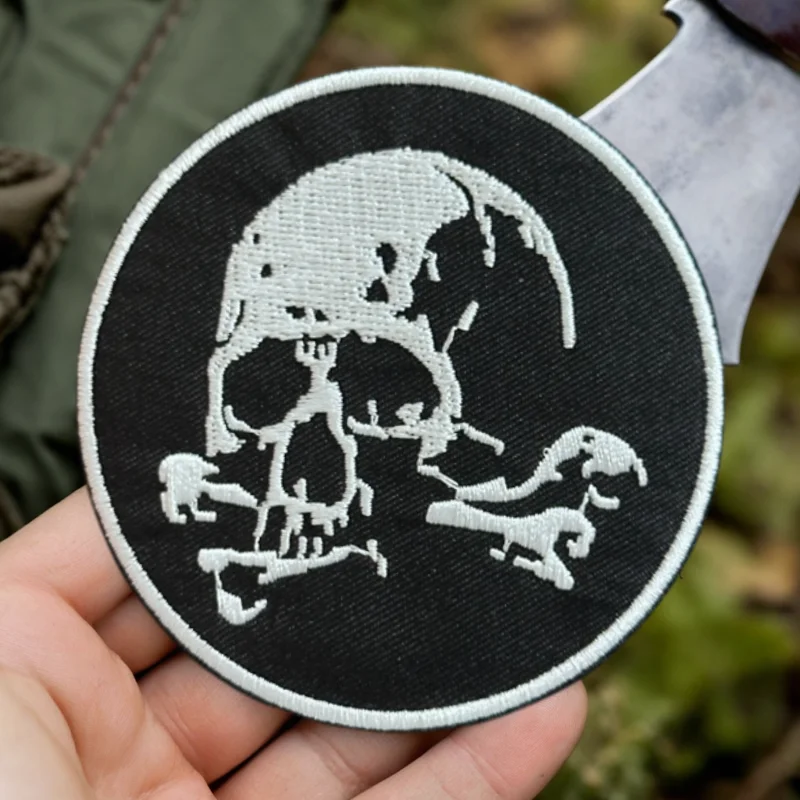 Parche bordado de esqueleto de hueso, chaleco táctico, insignia de moral con gancho y bucle, pegatinas decorativas para mochila, parches para brazalete para ropa