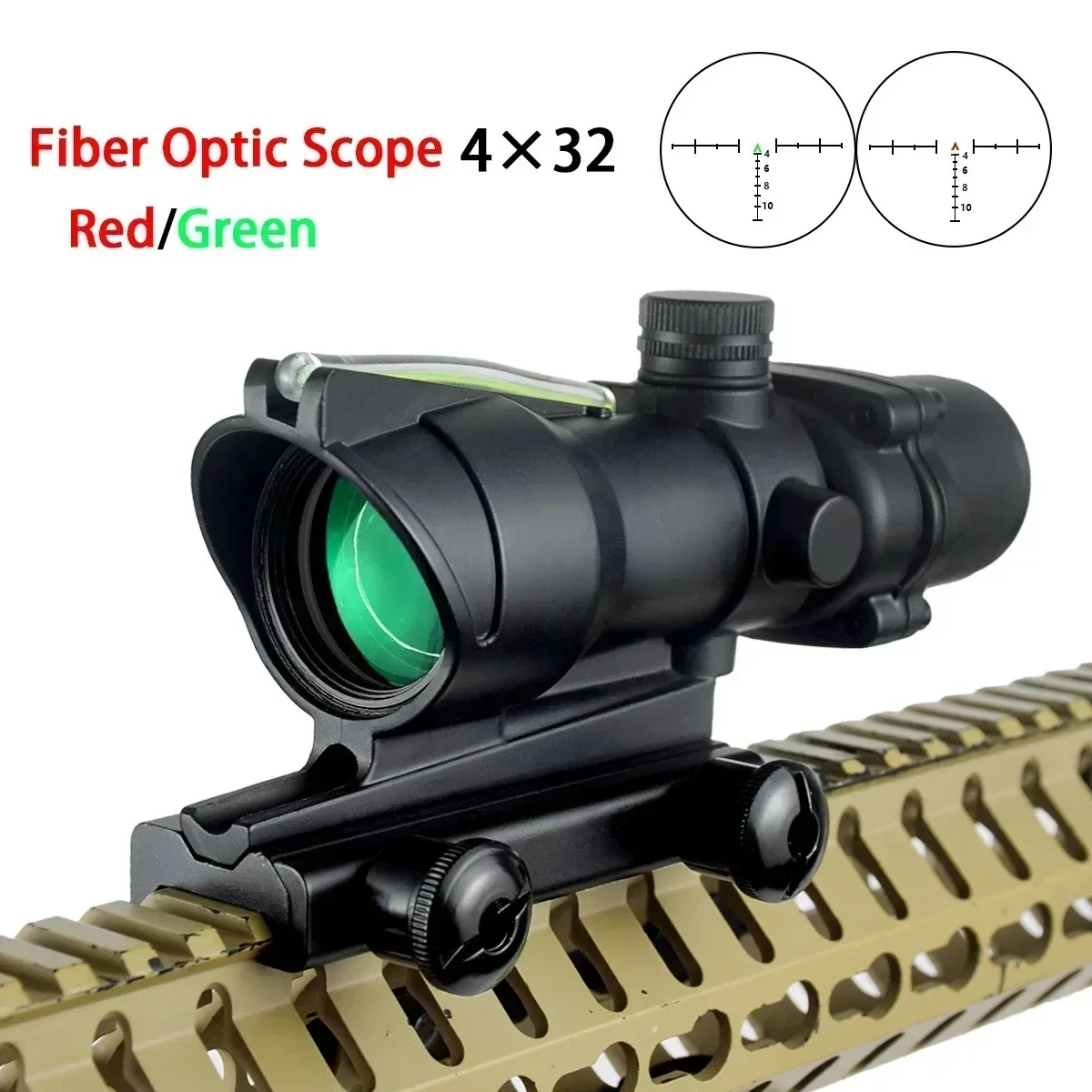 ACO 4X32 punto rojo verde con fibra óptica Real RM mira de punto alcance de Rifle iluminado retícula grabada alcance de caza reflejo - imagen 4