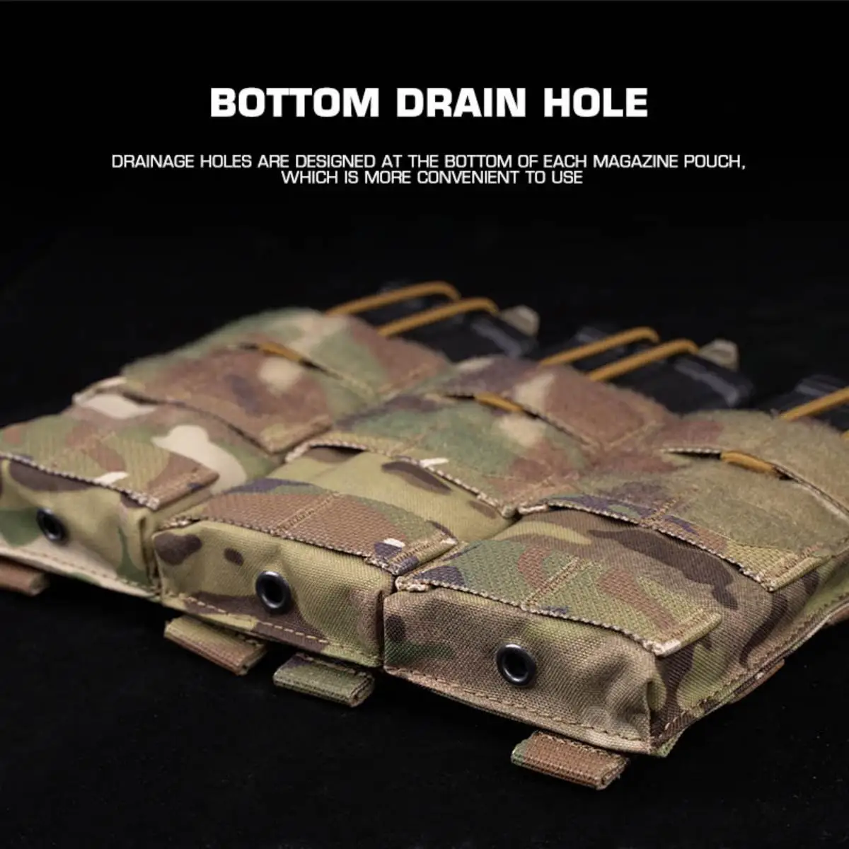Portacargadores triple 5.56 MOLLE – Retención elástica para AR-15 - imagen 3