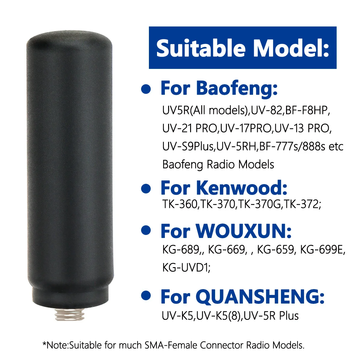 ABBREE Mini antena SMA hembra UHF 400-480MHz antena de alta ganancia para Baofeng UV-5R BF-888S UV-21 UV-32 Quansheng UV-K5 5R Plus - imagen 4