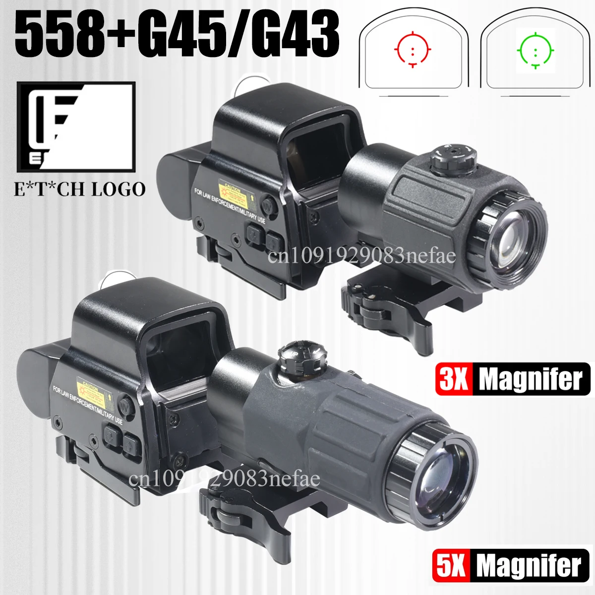 EOT ** h 558 G43/G45 lupa mira holográfica lupas 3X 5X para mira telescópica de Rifle reflejo táctico 558 con soportes de riel de 20mm