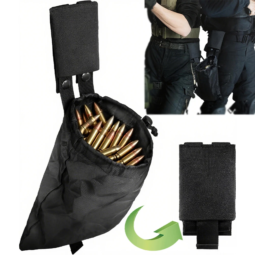 Bolsa de basura táctica, bolsa de recuperación de munición Molle portátil plegable, bolsa de caída EDC de utilidad, riñonera de almacenamiento de revistas de caza