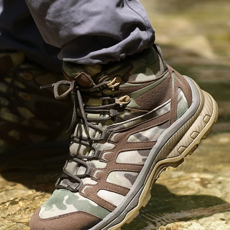 Zapatos tácticos de tubo medio al aire libre para desierto, botines de corte bajo para viajeros urbanos, senderismo, montañismo, campamento, caza, zapatillas deportivas - imagen 5