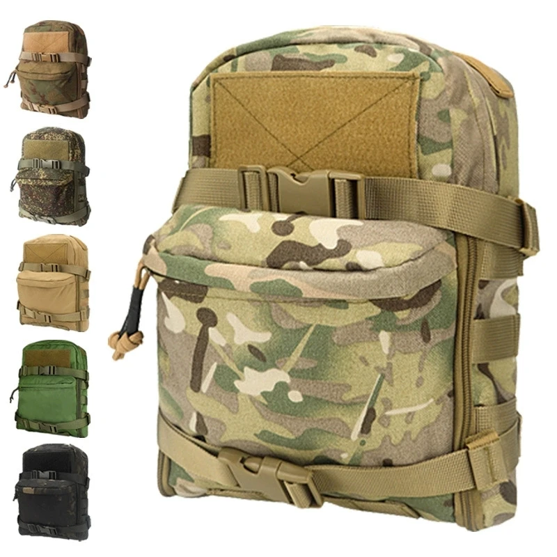 Bolsa de agua táctica, Mini tablero trasero, bolsa de agua, bolsa Molle de nailon, chaleco ligero de caza militar, accesorios de manguera, mochila con cremallera - imagen 3