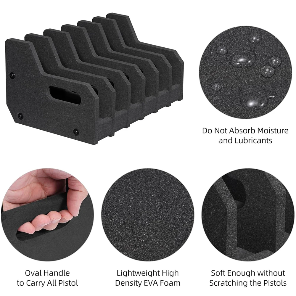 Estante para pistola con 4/6 ranuras, estante para pistola de espuma suave EVA para almacenamiento de gabinete seguro, soporte para pistola, accesorios para pistola de caza - imagen 2