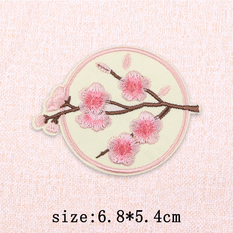 Parches Bordados con Elementos Japoneses, Parches de Flores de Cerezo del Monte Fuji para Ropa, Parches Termoadhesivos de Peces/Zorros/Gatos, Apliques - imagen 3