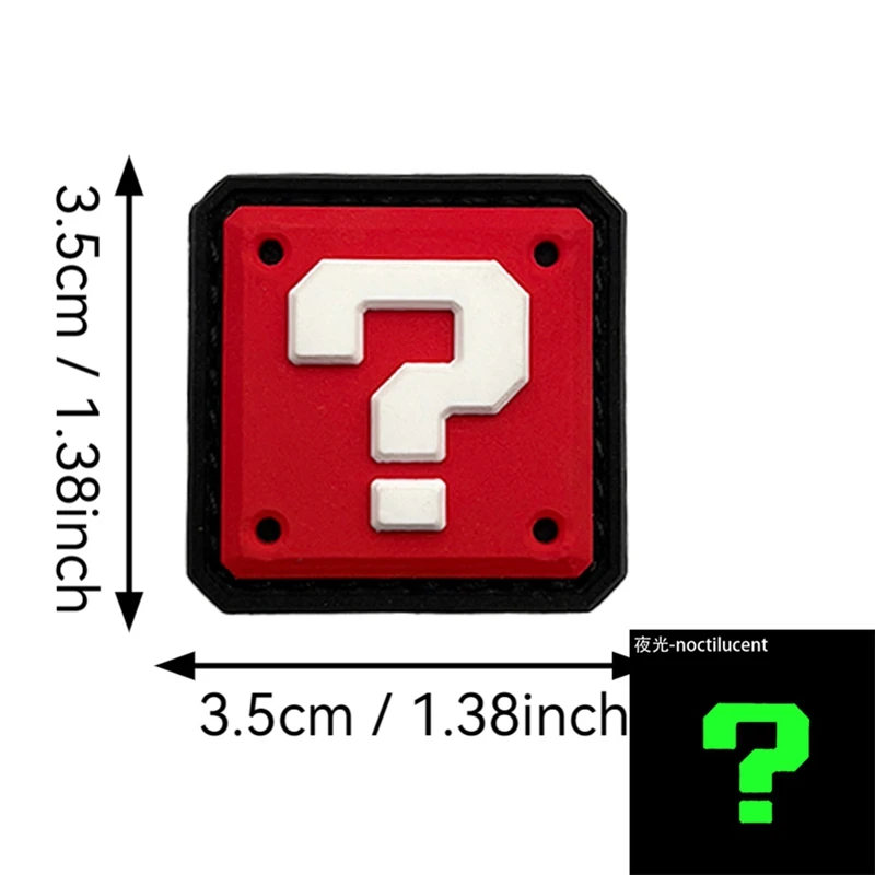 marca de preguntas? Parche de gancho y bucle de PVC, insignia moral al aire libre, insignias tácticas noctilucentes, parches de accesorios de ropa de juego - imagen 3