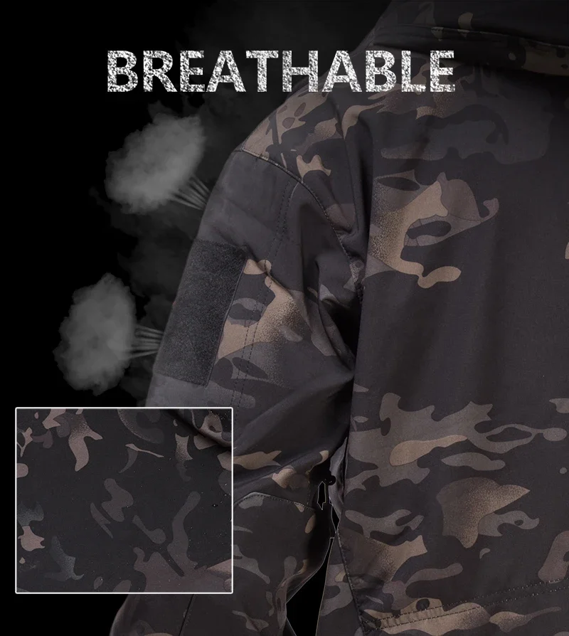 Uniformes tácticos para exteriores para hombres, chaquetas de trabajo de forro polar de concha suave, pantalones de Safari a prueba de viento, ropa de caza de combate de camuflaje - imagen 5
