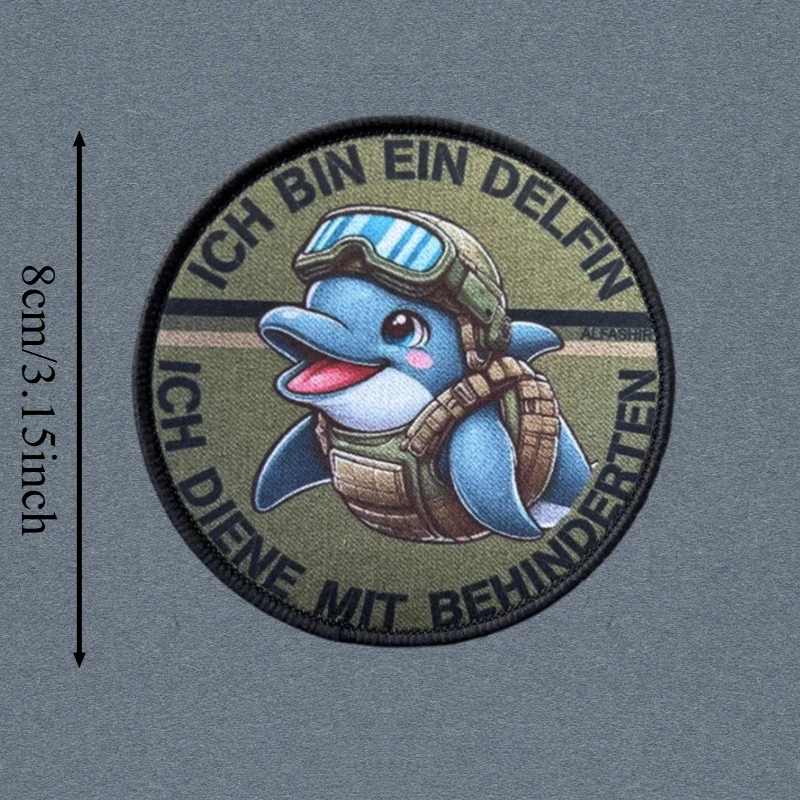 Parche con estampado de delfines de Anime, chaleco táctico, sombreros con gancho y bucle, insignia de moral, mochila, pegatinas decorativas, parches para brazalete para ropa - imagen 3