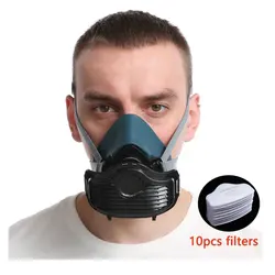Media máscara de Gas de silicona a prueba de polvo con gafas 3701 filtro de algodón adecuado para pintura en aerosol carpintería molienda decoración del hogar