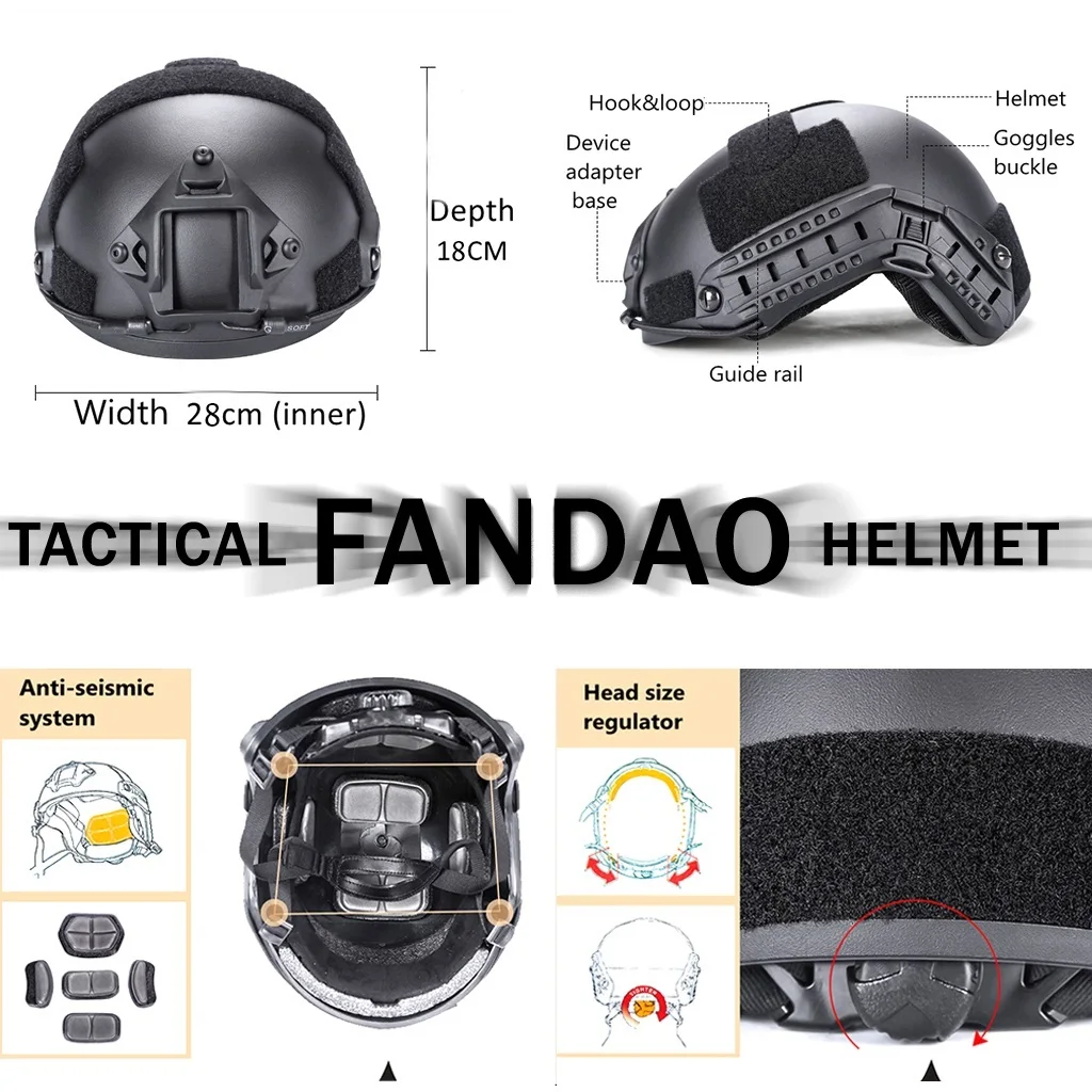 Conjunto de casco táctico Airsoft con funda para casco de camuflaje Multicam y auriculares de comunicación, gafas protectoras, paquete múltiple, máscara de pasamontañas - imagen 5
