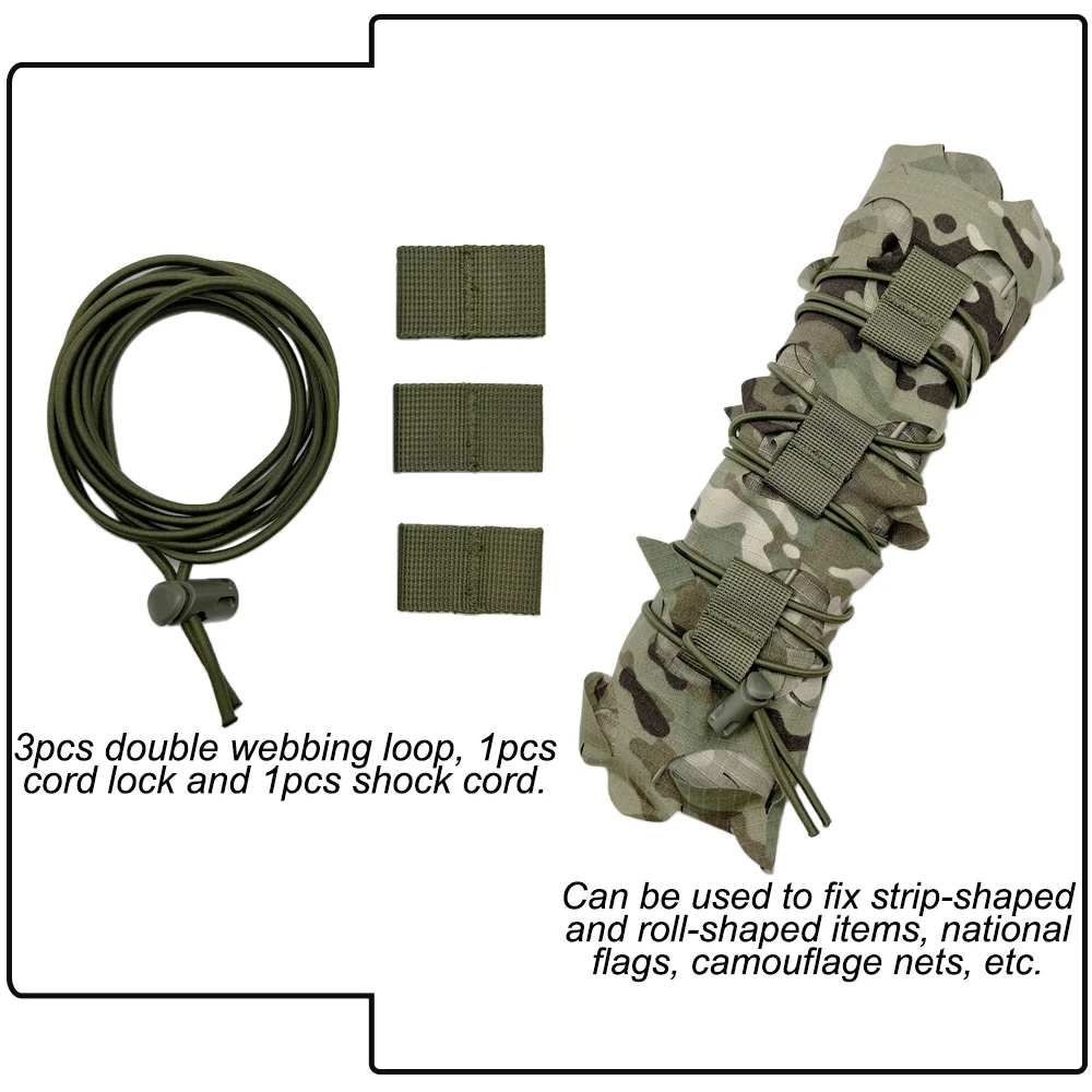 Cuerda elástica táctica MOLLE - kit para chaleco y mochila camuflaje - imagen 2