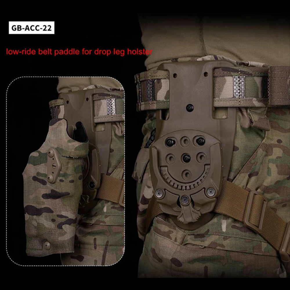 Adaptador de Funda de cuero con pierna caída táctica de caza para Glock 17 M9 P226, kit de bloqueo rápido, equipo de plataforma, base giratoria de 360 grados