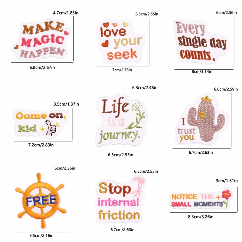 Parches termoadhesivos para planchar en la ropa, bordado de arcoíris, letras y dibujos animados, 5 piezas - imagen 4