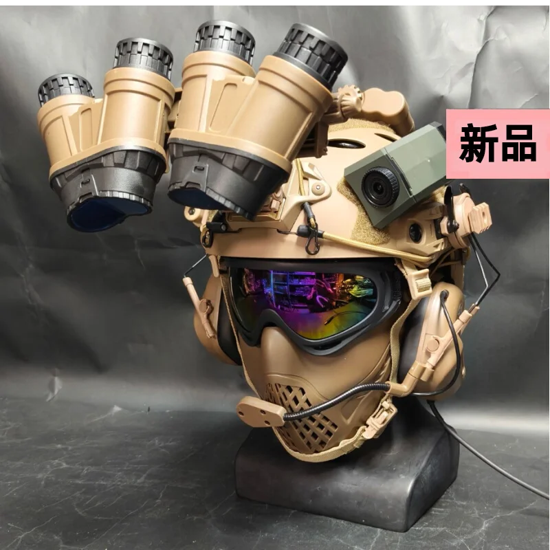 Conjunto de casco táctico máscara cuatro ojos dispositivo de visión nocturna modelo equipo - imagen 2