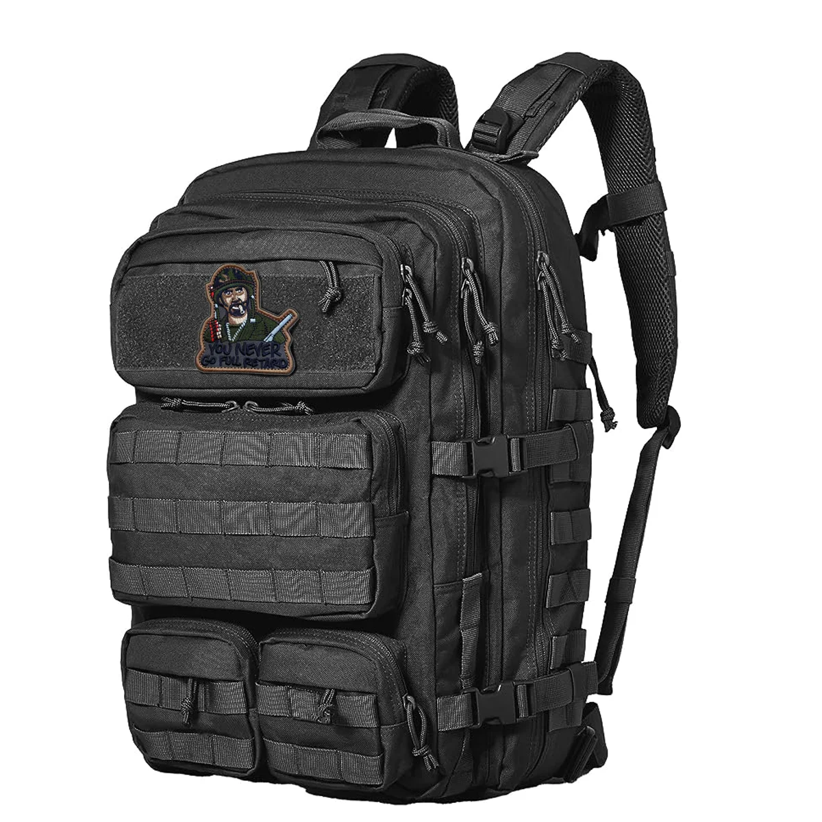 Parche divertido Never Go Full Humor, cierre de gancho, respaldo - imagen 4