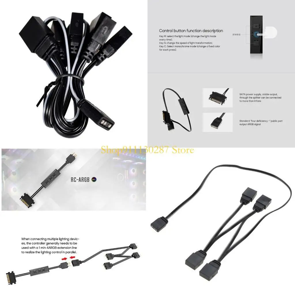J1HC Argb Splitter 5V 3Pin 1 a 4 o 6 Universal 35cm Parrilón principal Argb RGB Cable extensión RC Argb para