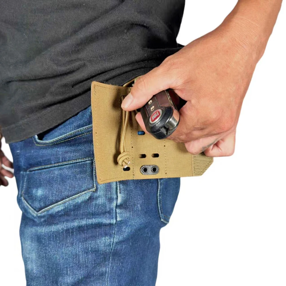 LLavero táctico silencioso, bolsa plegable de doble llave, funda de llavero de nailon, gancho para choque, accesorios para chaleco táctico colgante - imagen 5