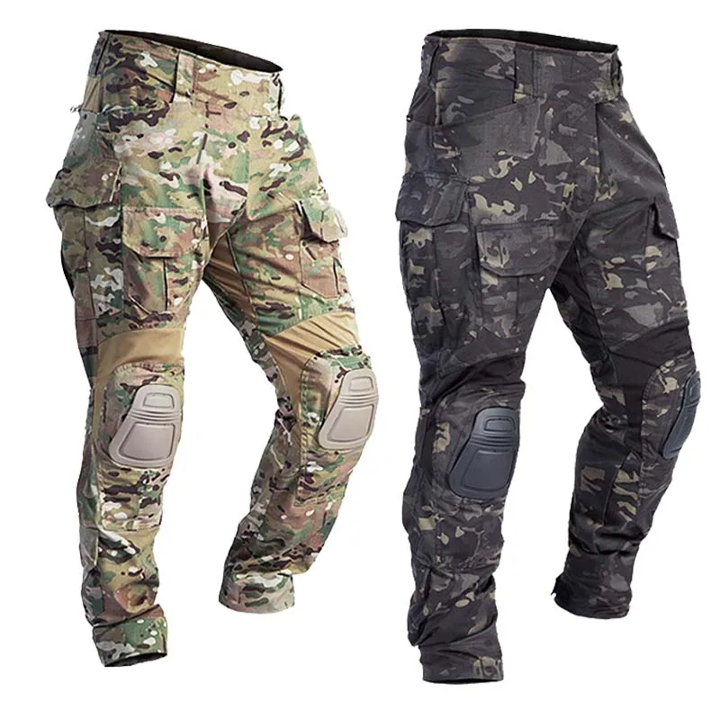 HAN WILD-Pantalones deportivos de Paintball para hombre, pantalón táctico de combate con rodilleras CP Camo Airsoft, ropa de caza - imagen 2