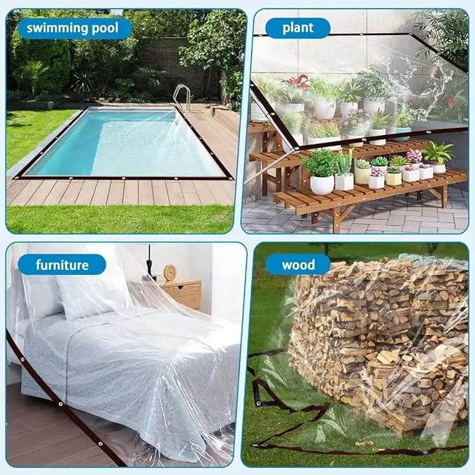 Lona transparente hecha a medida 3x3x5*6 2*7 8 9 10 impermeable cubierta de planta de lona transparente planta de jardín Camping coches Patio - imagen 2