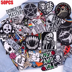 Parches bordados calavera Punk negro y blanco para planchar o coser