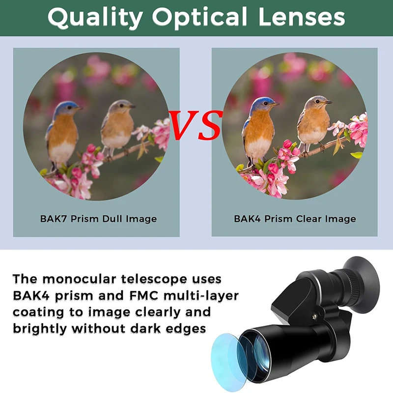 Telescopio Monocular compacto 8X20 para adultos Mini Monocular portátil de mano con adaptador para teléfono inteligente para observación de aves y pesca - imagen 5