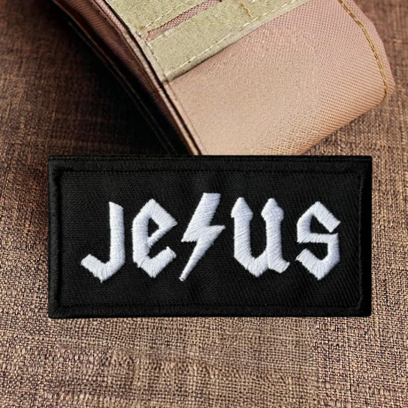 Parche bordado 3D de Jesús, chaleco táctico, insignia de moral con gancho y bucle, pegatinas decorativas para mochila, parches para brazalete para ropa - imagen 4