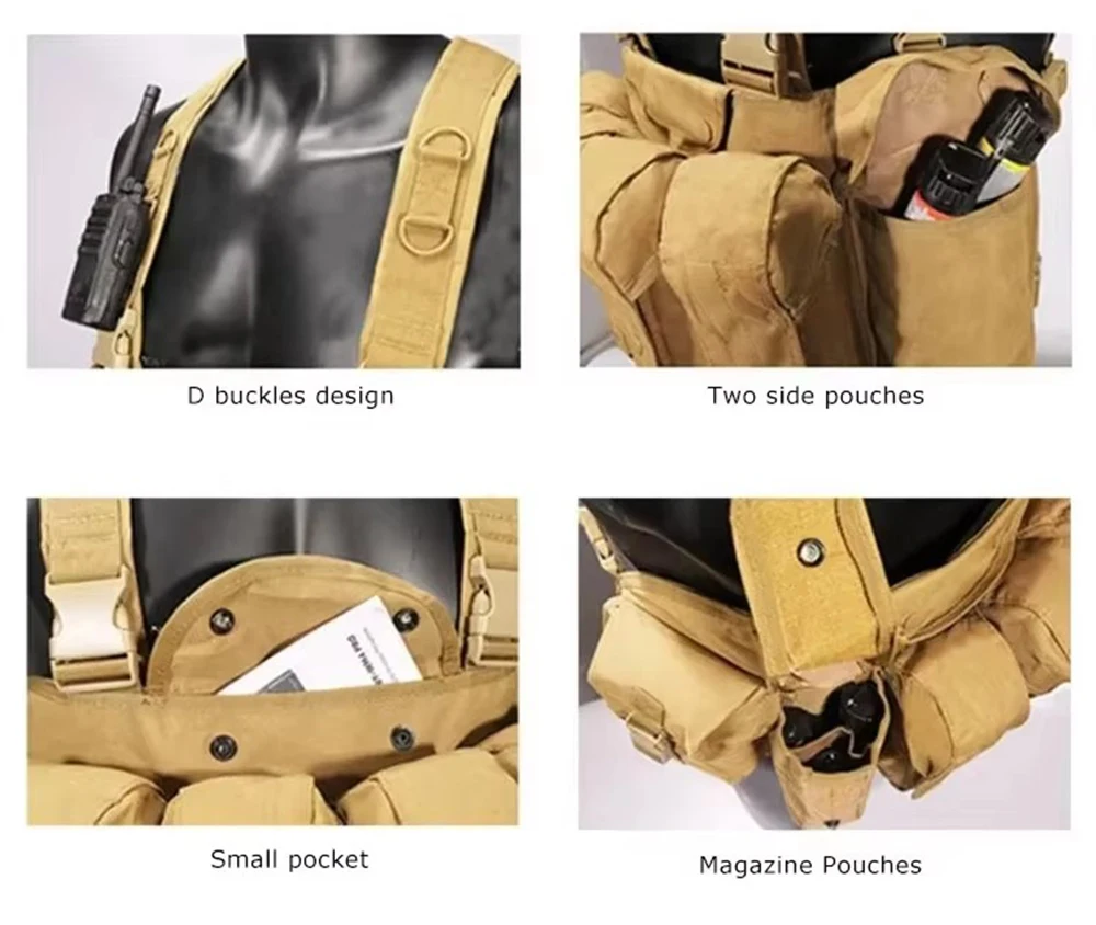 Yakeda chaleco táctico MOLLE con portacargadores doble y bolsas utilitarias - imagen 4