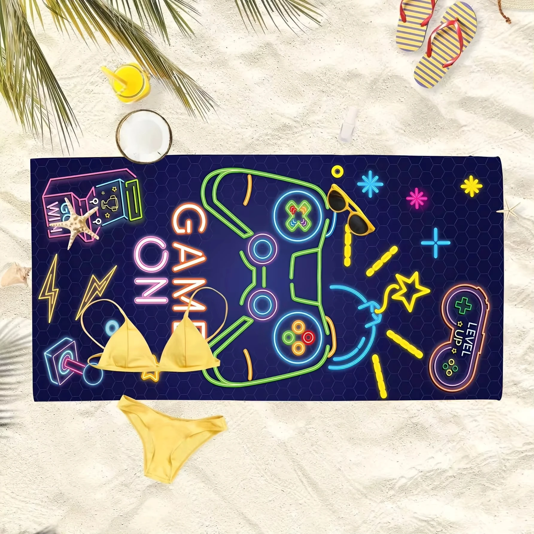 Toalla de playa para consola de juegos de microfibra de secado rápido, suave, absorbente, ligera, protección solar, accesorio perfecto para verano, 1 ud. - imagen 5