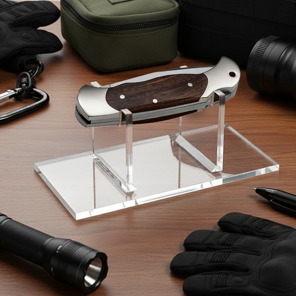 Soporte de exhibición de cuchillos acrílico, estante de exhibición de cuchillos individuales, estante de almacenamiento de cuchillos de combate para protección de colección de cuchillas - imagen 5