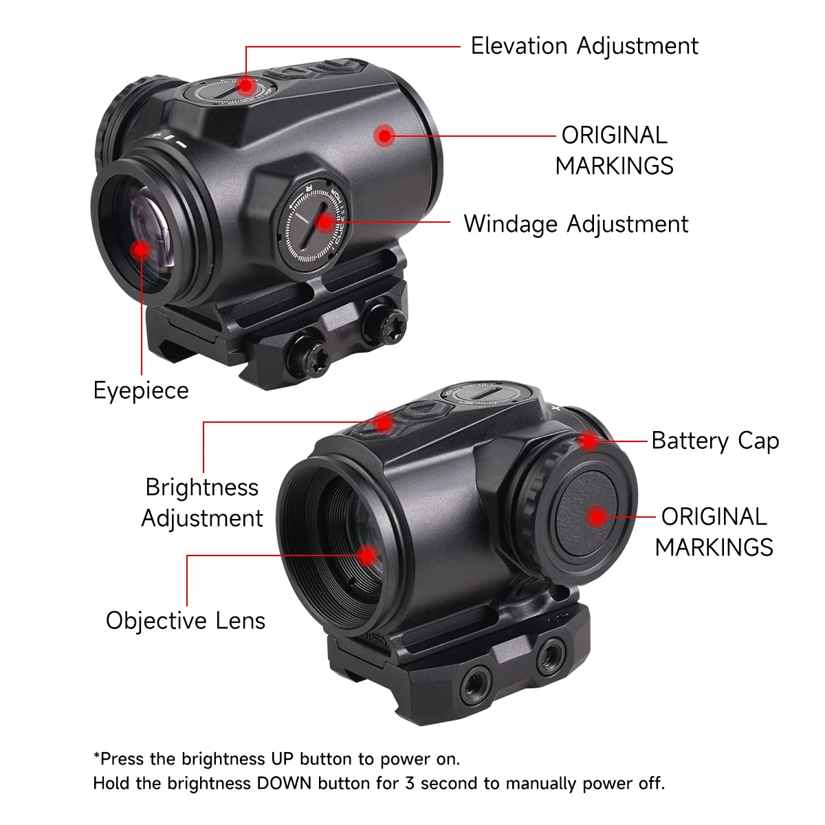 Sw***f*x 1X20 PRISM BRC/6 MOA Mira óptica de punto rojo y verde con soportes de 1,1 ''/1,6'' y marcas originales Shake Wake Motion Sensing - imagen 2