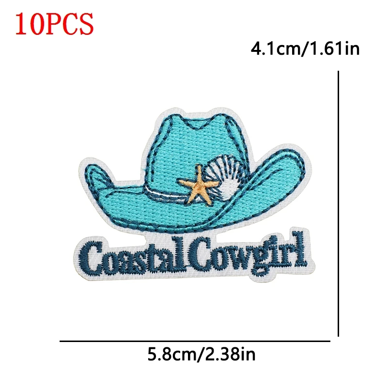 10 unids/lote de parches para planchar de vaquera costera para ropa, parches bordados de olas de mar, apliques decorativos personalizados para coser - imagen 5