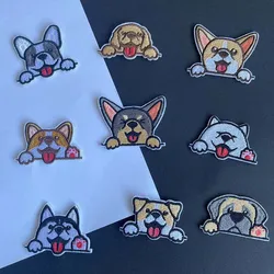 5PC/9PC,Cute Small Dog Clothes Sticker Cartoon Fabric Animal Embroidery Applique Self Adhesive Patch For Clothing,Patches Repair
