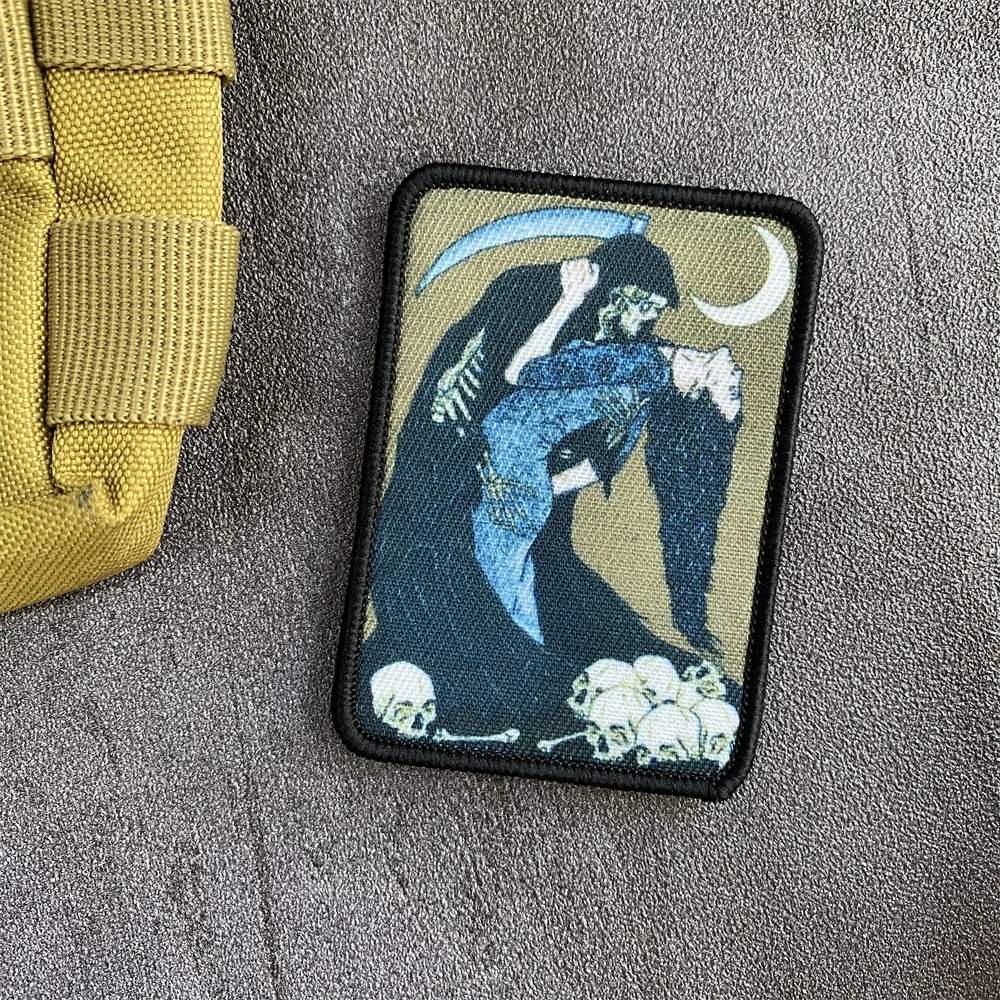 Parche de insignia de moral "Dance with Death", "Not Today", soldado táctico, pegatina de mochila médica, emblema militar con estampado de gancho y bucle - imagen 5