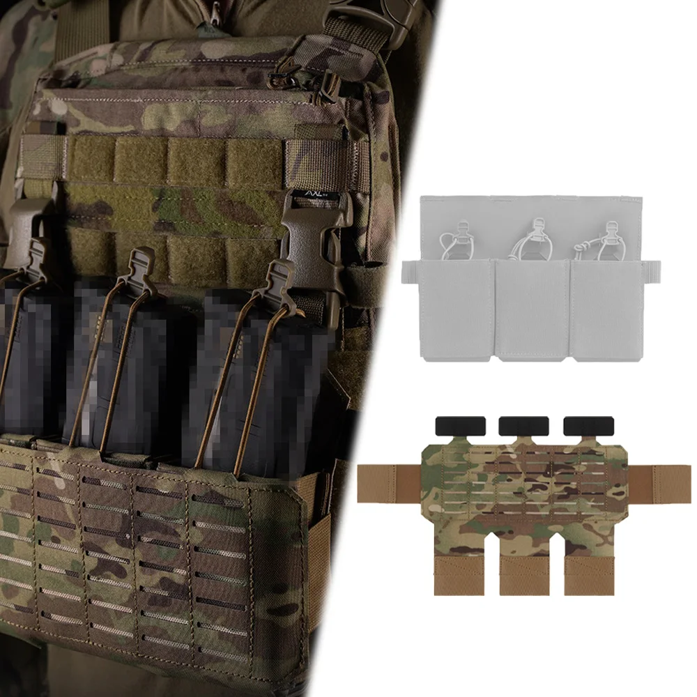 Bolsa multiusos para revistas de triple rifle, corte láser, instalación MOLLE, expansión, panel frontal