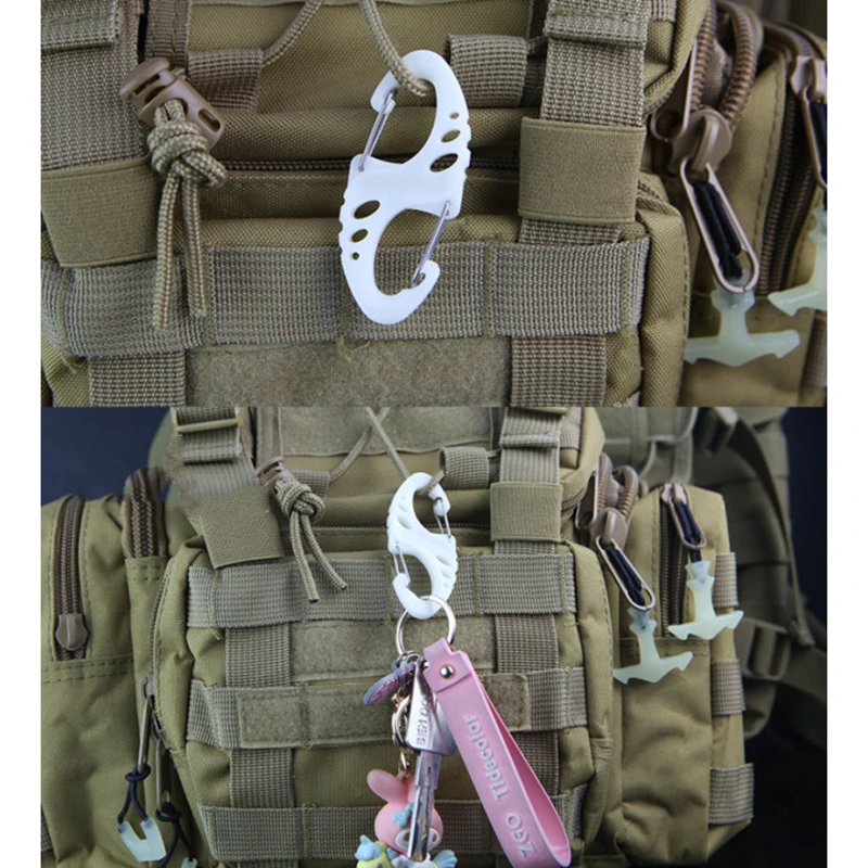 Mosquetón luminoso en forma de S, cuerda de Camping, hebilla colgante, mochila antipérdida, llavero táctico de liberación rápida al aire libre - imagen 4