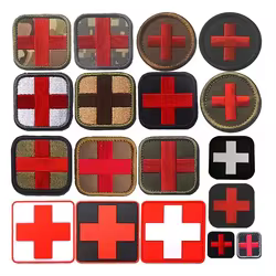 Parche bordado MOLLE cruzada médica con velcro - Brazalete rescate