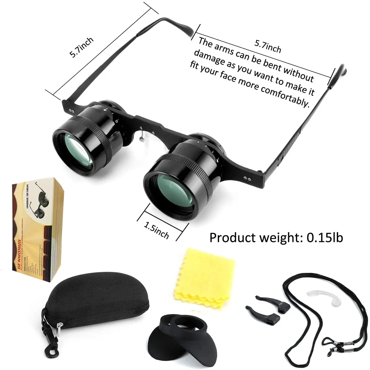 Gafas binoculares profesionales manos libres para pesca, teatro, vista, observación de aves, conciertos deportivos, ópera, TV para adultos y niños - imagen 4