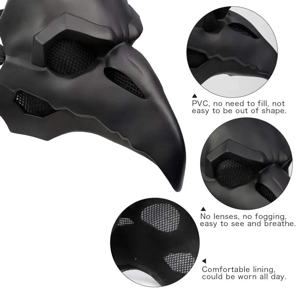 Máscara Plague Doctor negro – Cosplay stealth - imagen 5