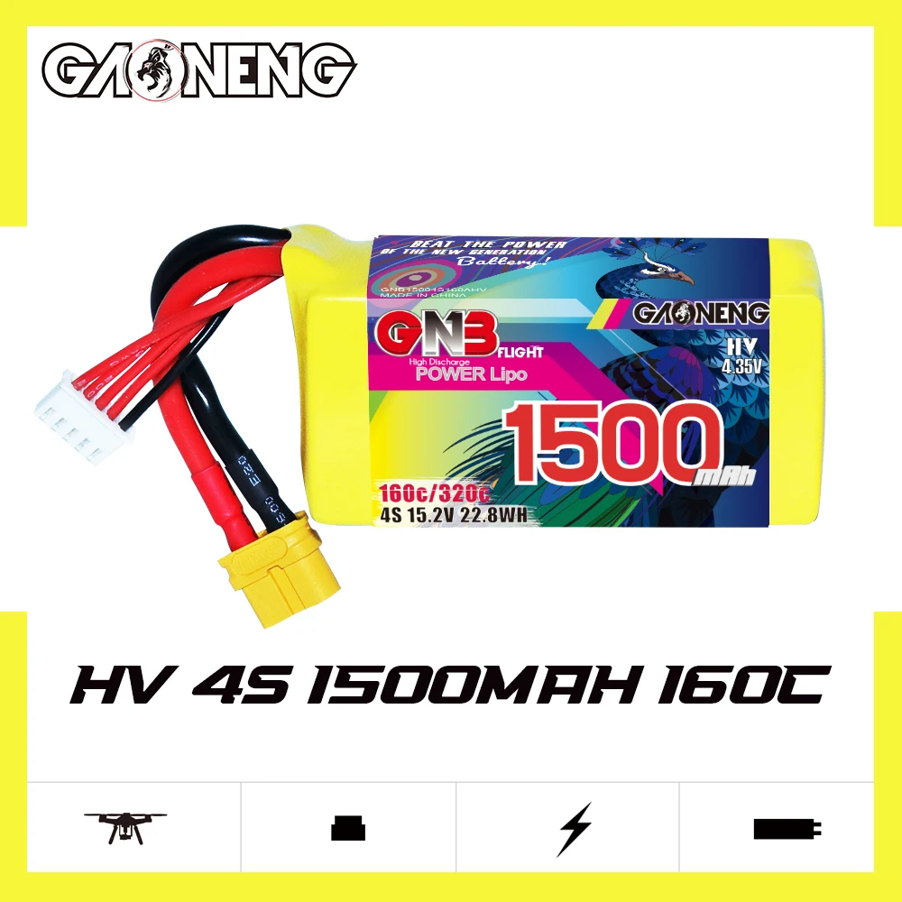 Batería Lipo GNB 4S 6S 8S 160C/320C para Dron de carreras FPV Quadcopter piezas de helicóptero HV 15,2 V 22,8 V 30,4 V batería recargable - imagen 3