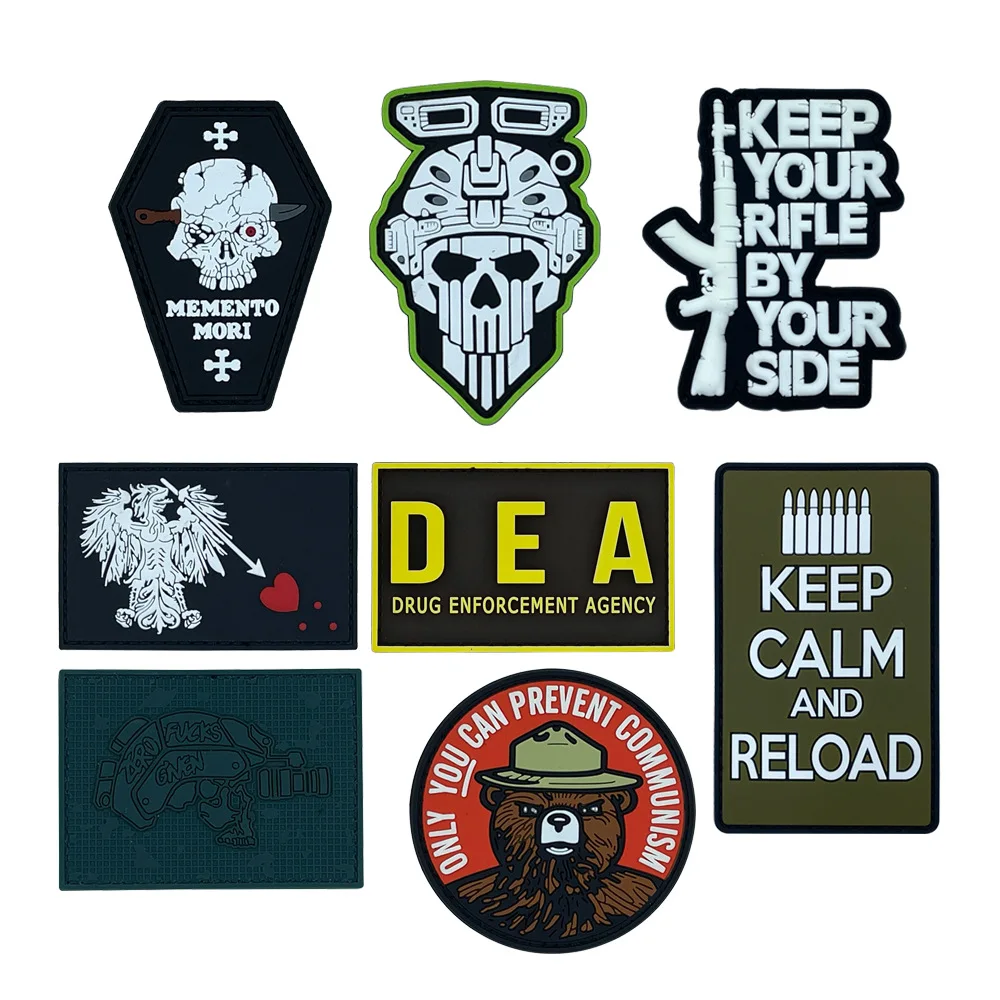 Accesorios para bolsa al aire libre, insignia de goma de PVC 3D, brazalete de moral táctico DEA, parche para mochila, casco pegada