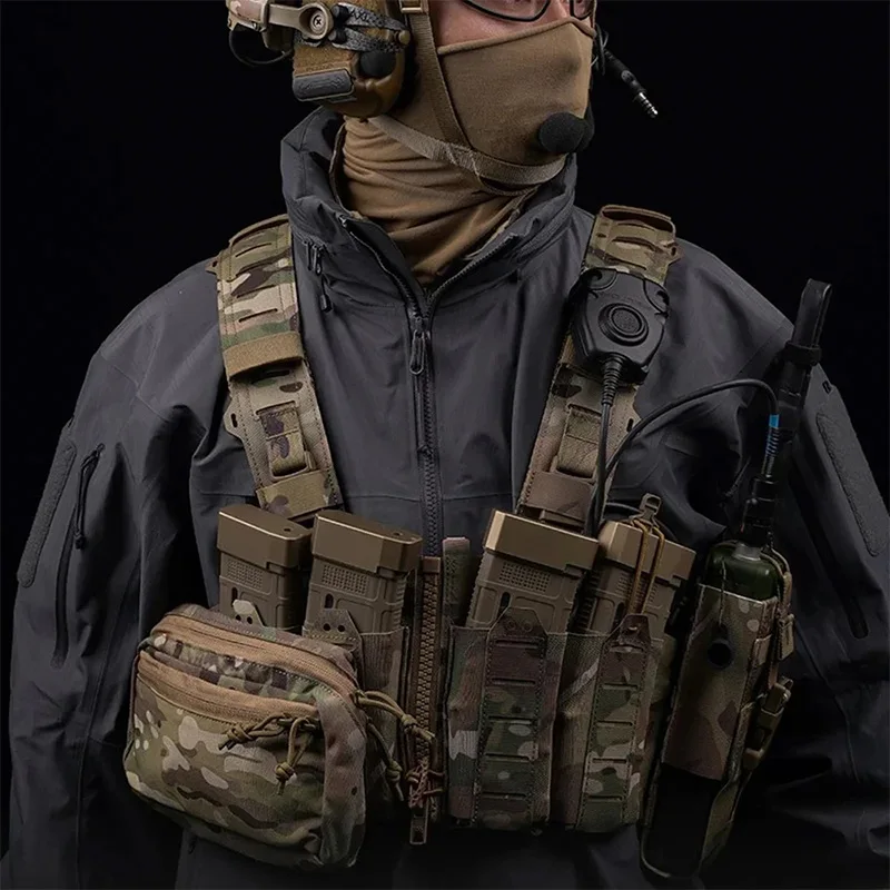 OphidianTac-Chaleco de caza ligero con cremallera de liberación rápida, aparejo de pecho SF Airsoft con bolsa para revistas Molle 556 - imagen 5